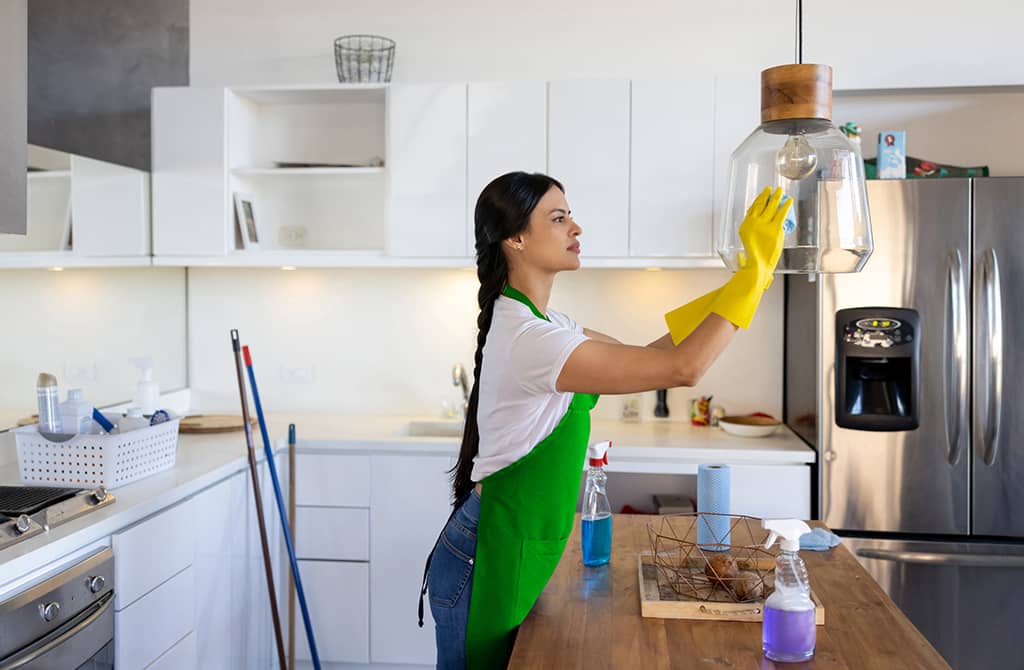 Yorkville cleaners Go Maid team cleaning a living room in Yorkville Toronto