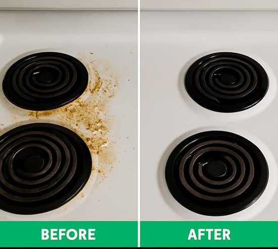 Yorkville cleaning services by gomaids kitchen stove before and after pictures