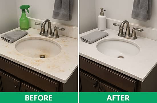 burlington cleaning services by gomaids bathroom sink before and after